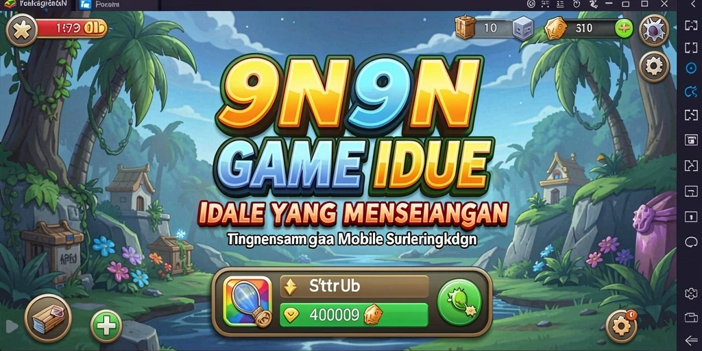 Screenshot gameplay <strong>9N9N</strong> menunjukkan karakter sedang mengumpulkan sumber daya secara otomatis.