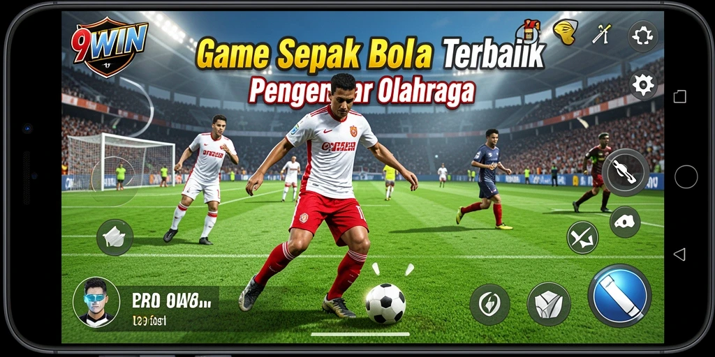 Tampilan gameplay 9WIN yang mendebarkan dalam mode sepak bola.