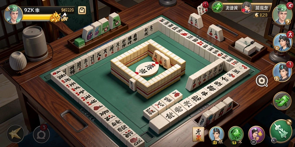 Screenshot gameplay Mahjong 9ZK yang menarik dan menantang.