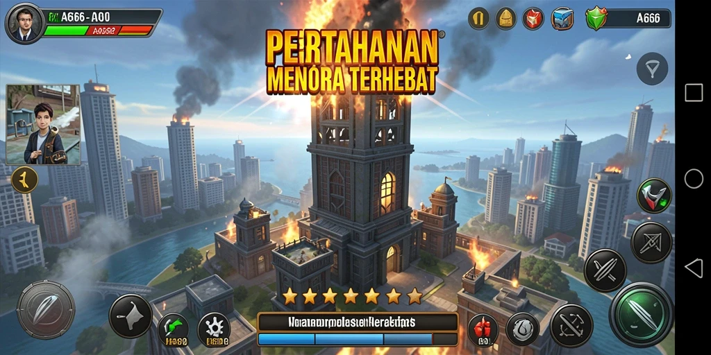 Tampilan gameplay menarik dari game Tower Defense AA666.