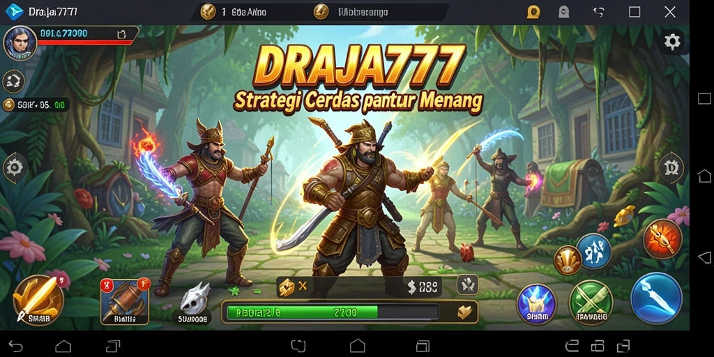 Screenshot gameplay DRAJA777 menunjukkan pertempuran strategi yang mendebarkan.