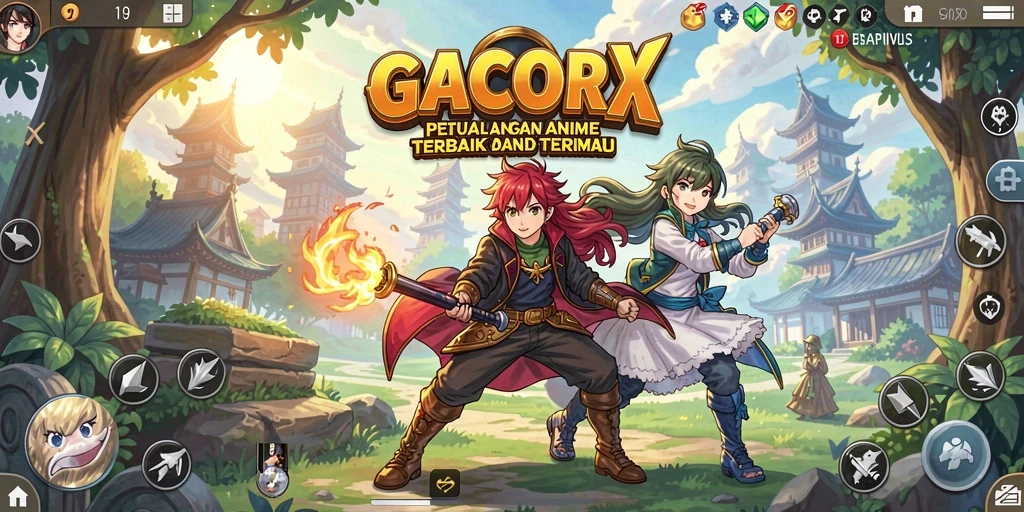 Tampilan gameplay dari GACORX yang menampilkan petualangan karakter Anime.