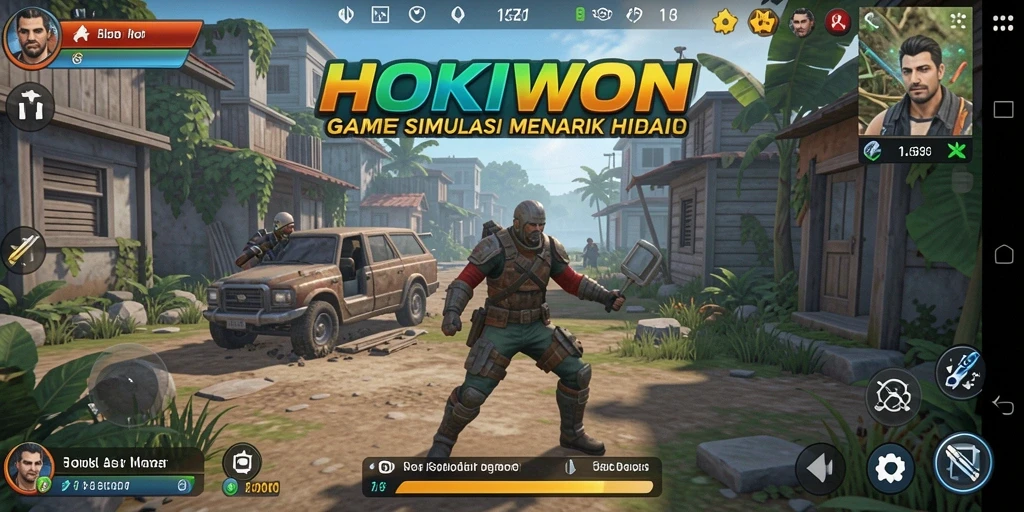 Screenshot gameplay HOKIWON menunjukkan interaksi sosial dan kreativitas.