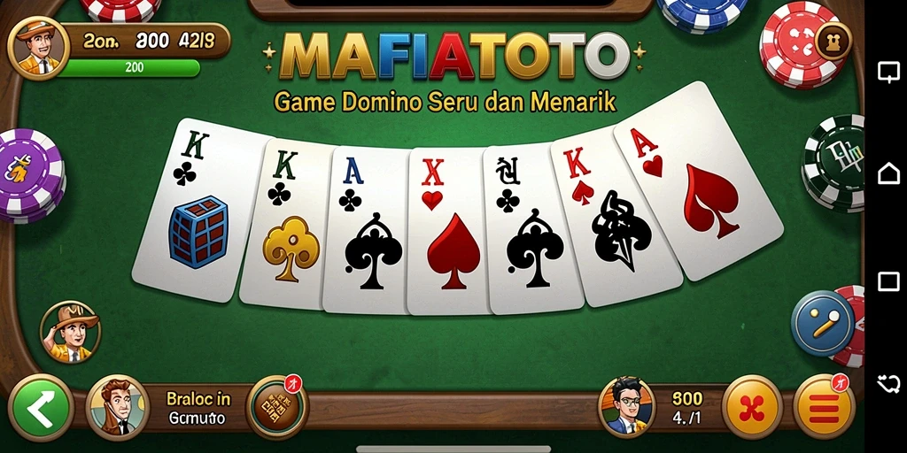 Screenshot MAFIATOTO menampilkan gameplay Domino yang seru dan interaktif.