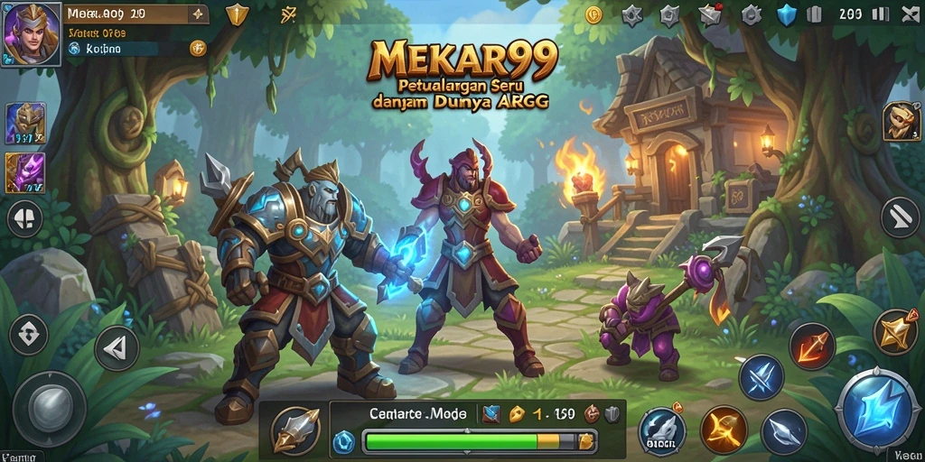 Screenshot gameplay MEKAR99 dengan aksi pertempuran yang epik.