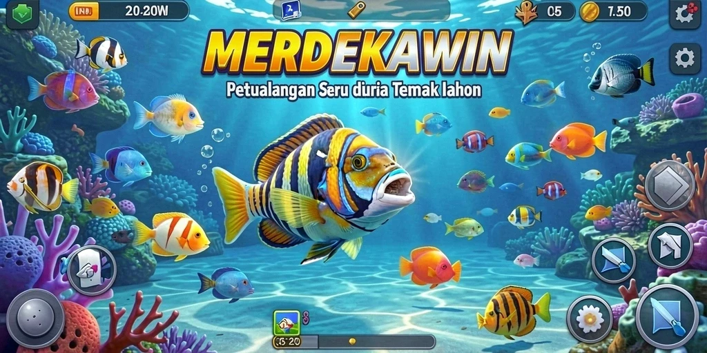 Gameplay menarik saat menembak ikan di MERDEKAWIN.