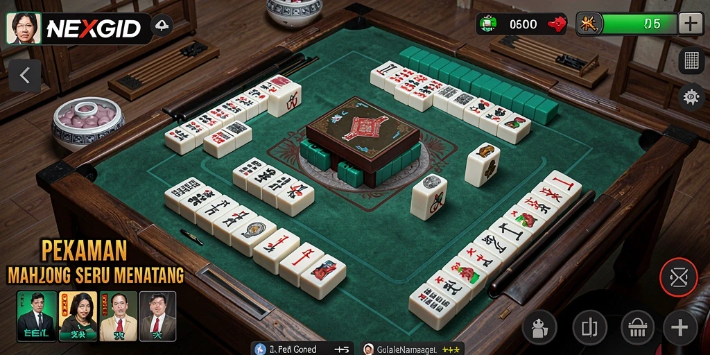 Screenshot NEXGID menampilkan gameplay seru Mahjong.