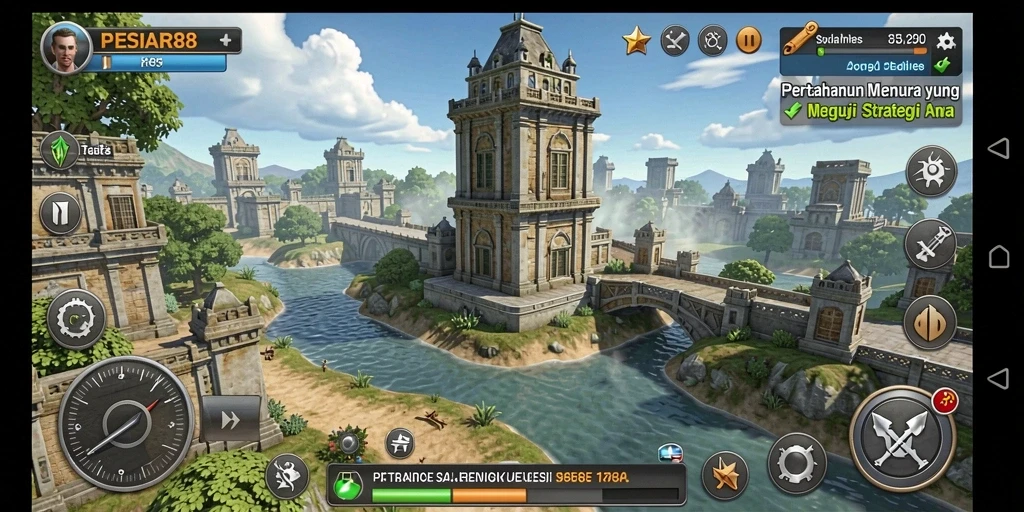 Tampilan gameplay <strong>PESIAR88</strong> yang intens dalam melindungi markas dari musuh.