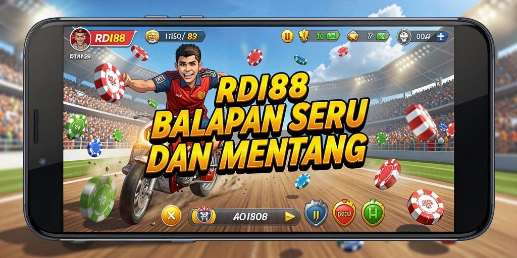 Tangkapan layar menunjukkan balapan seru di RDI88 dengan mobil yang melaju kencang.