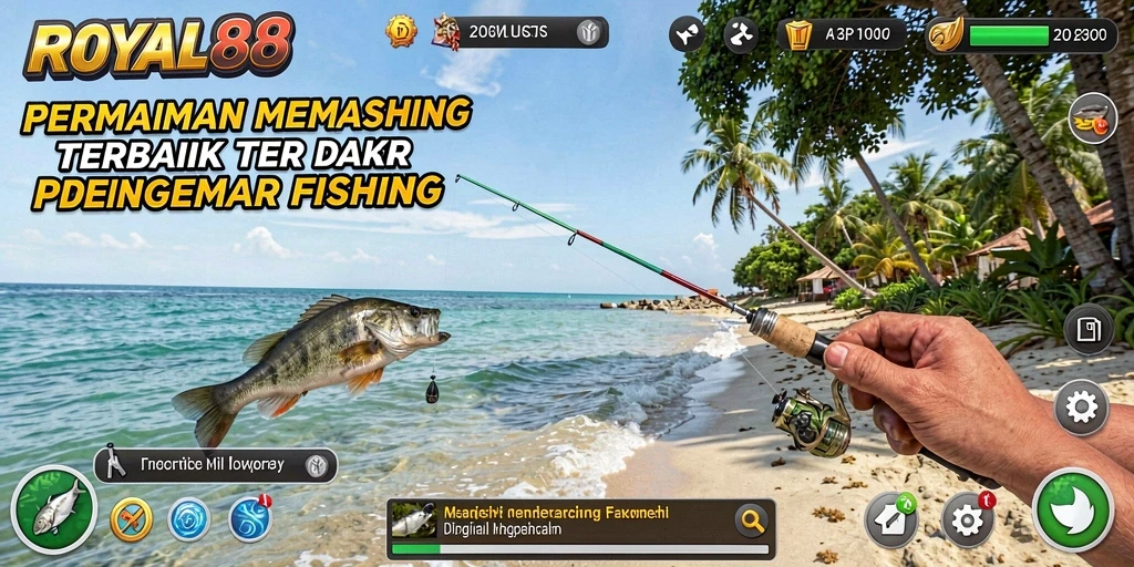 Screenshot utama ROYAL88 menampilkan gameplay memancing yang mendebarkan.