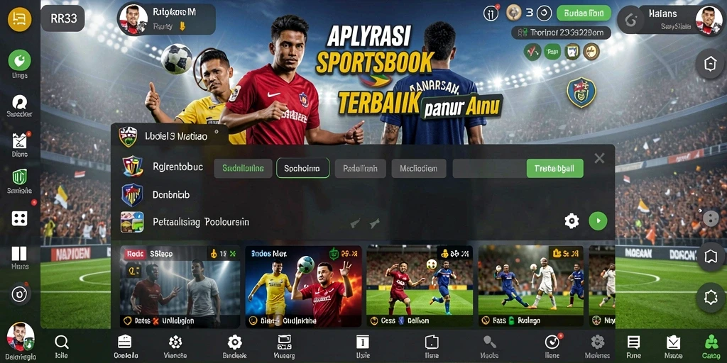 Screenshot gameplay RR33 menampilkan taruhan olahraga yang menegangkan.