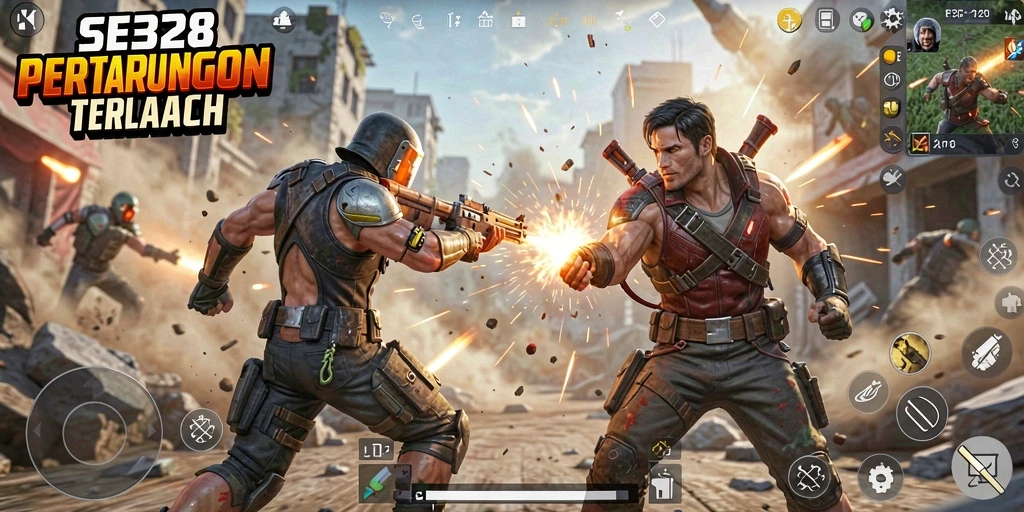 Tampilan gameplay seru dan mendebarkan dalam SE328 Battle Royale.