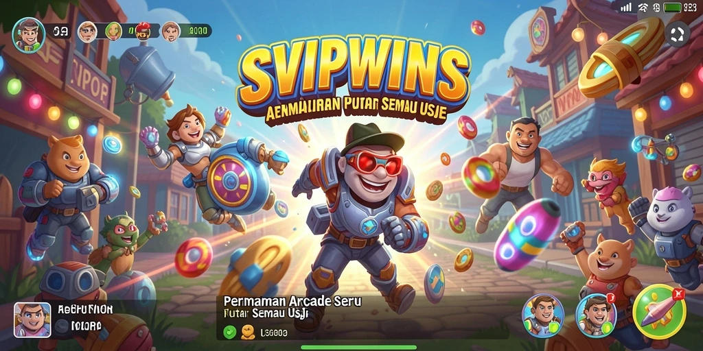 Tangkapan layar utama SVIPWINS menampilkan aksi gameplay Arcade yang mendebarkan.