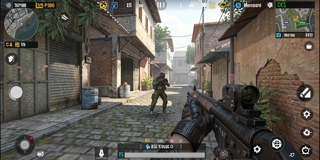 Screenshot gameplay TKP188 menampilkan pertempuran intens dalam aksinya.
