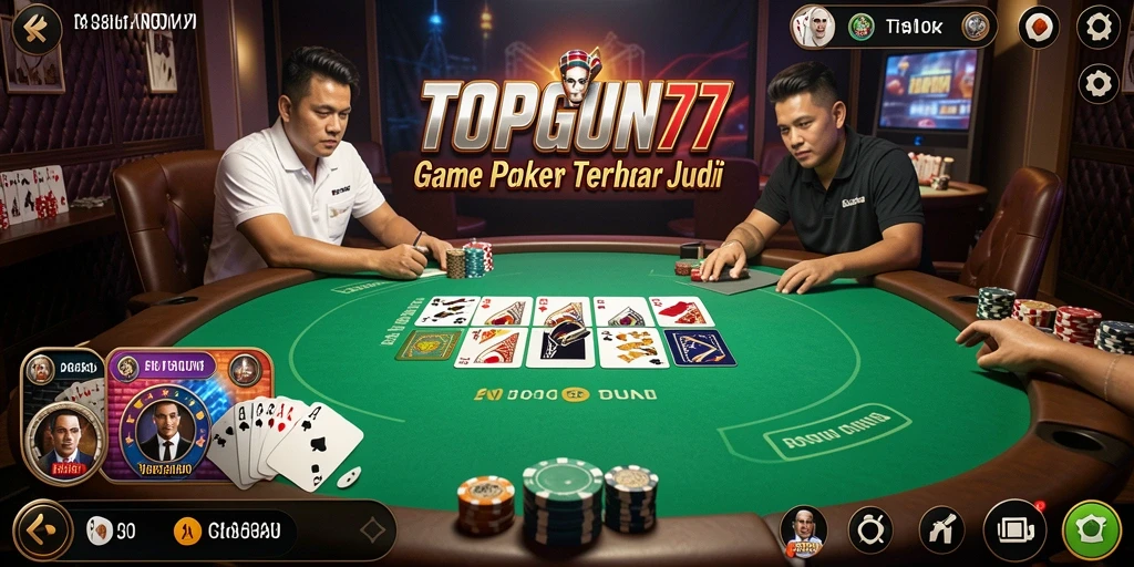 Tampilan gameplay Poker yang seru di TOPGUN77.